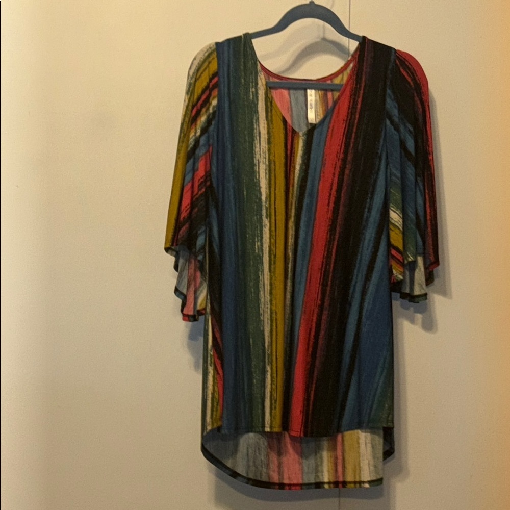 Scarlett Red and Blue Asymmetrical Blouse